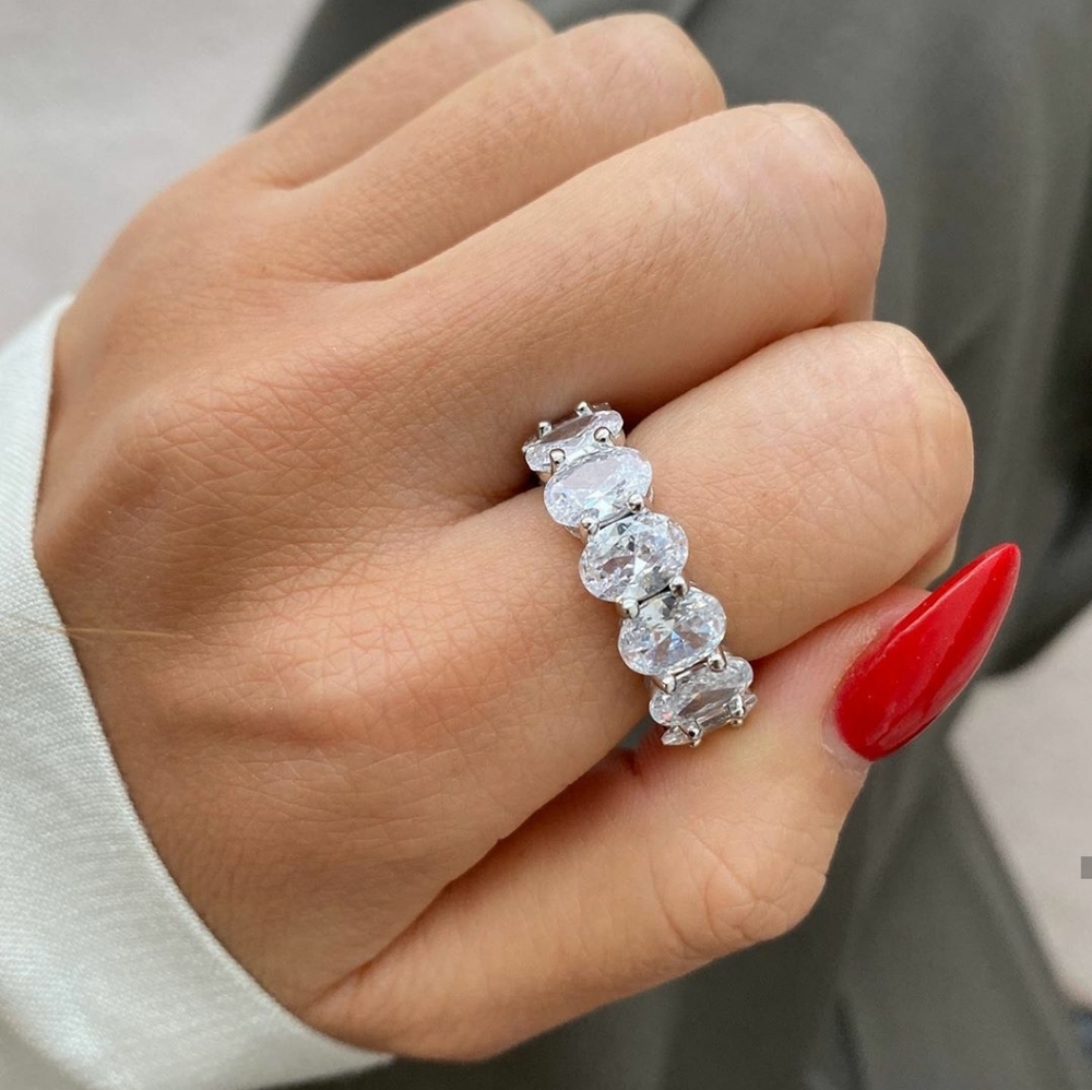 18k Swarovski oval eternity band